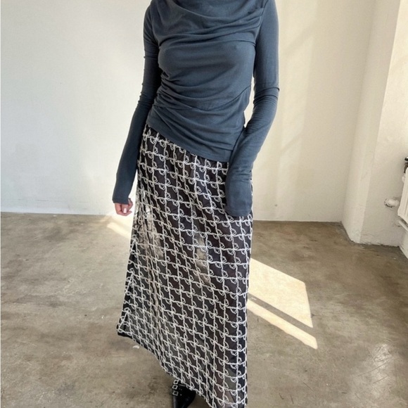 NWT Lisa Says Gah Molly Skirt in Bows Ribbons Black White M/L - Picture 14 of 17